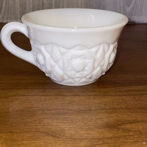 Vintage Fostoria Milk Glass Teacup - Rosby Winburn Pattern